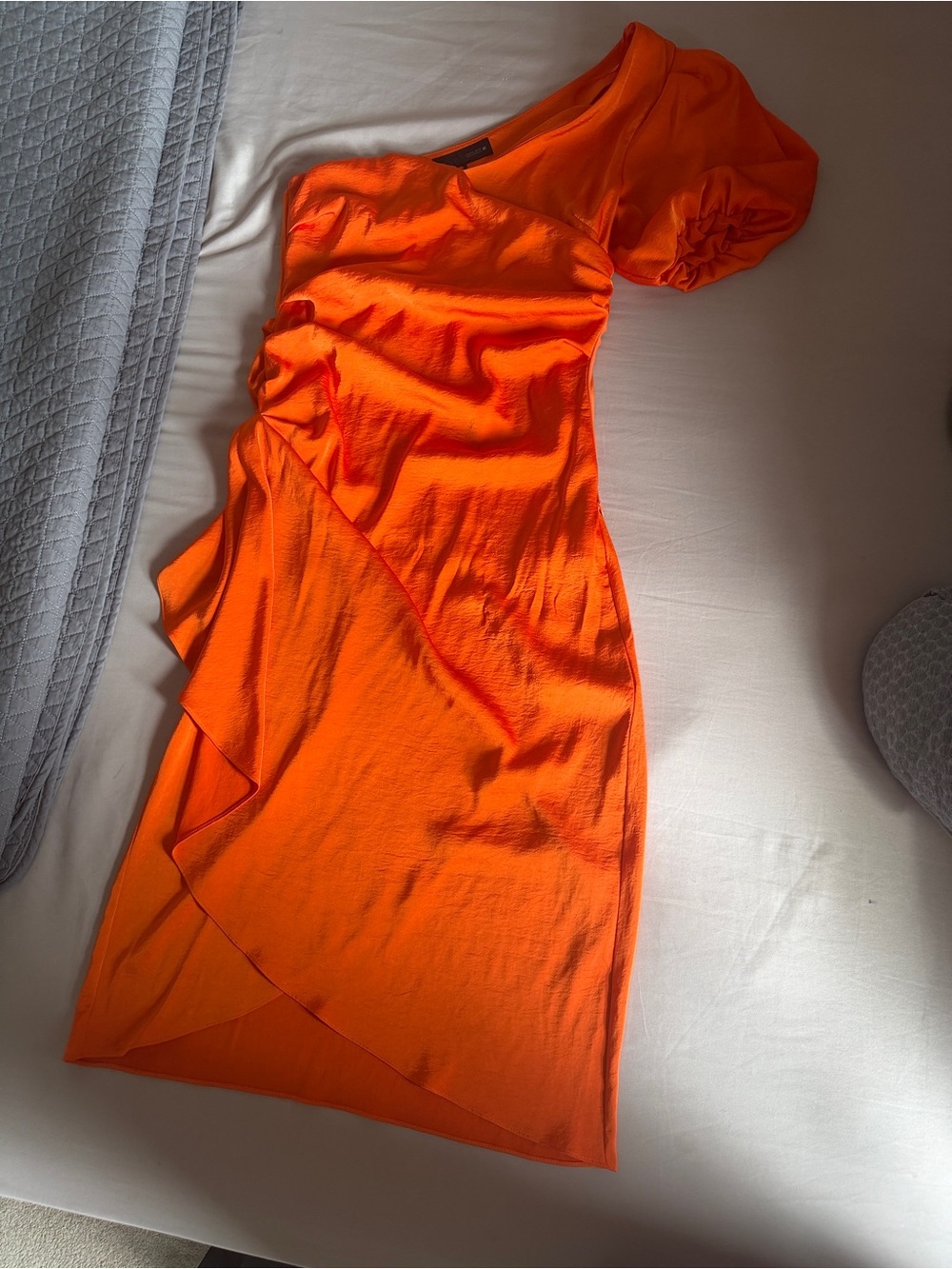 Zara Orange One-Shoulder Ruffle Dress